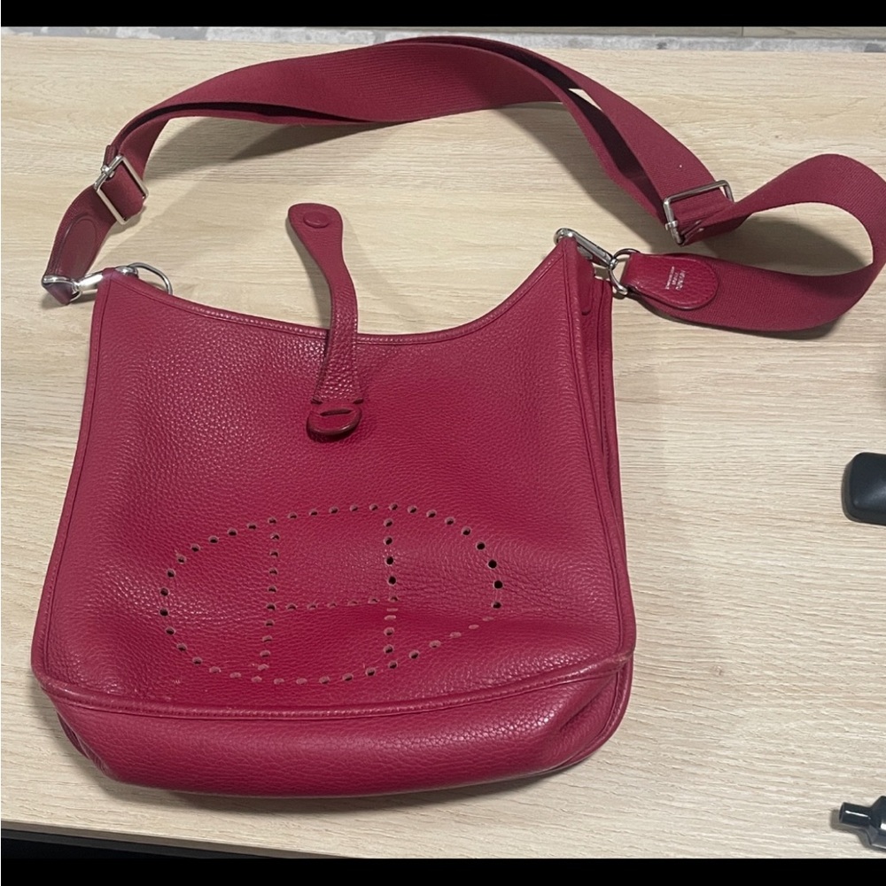 Hermes Leather Evelyne Crossbody Bag